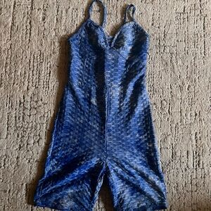 Elegant Blue Textured Women's Jumpsuit
